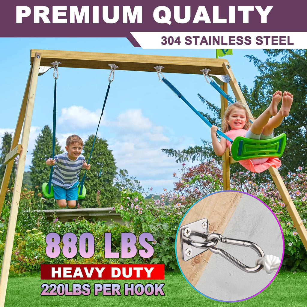 Feanron 4 Pack M6 Stainless Steel Heavy Duty Hammock Hanging Hooks - 880 lbs Capacity, Indoor/Outdoor