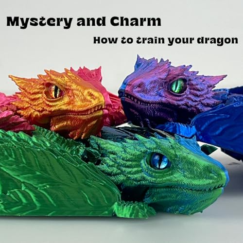 Feathered Wyvern Dragon 3D Printed Articulated Dragon with Wings – Black