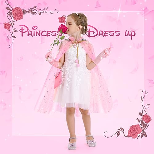 Fedio Princess Cape Set - 12 Pc Dress Up Costume for Girls Ages 3-8