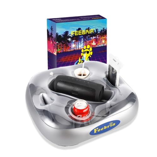 FEEBRIA Extra-Large Inflatable Pool Drink Holder - Stable, Anti-Tip Floating Tray for Hot Tub, Beach, Party