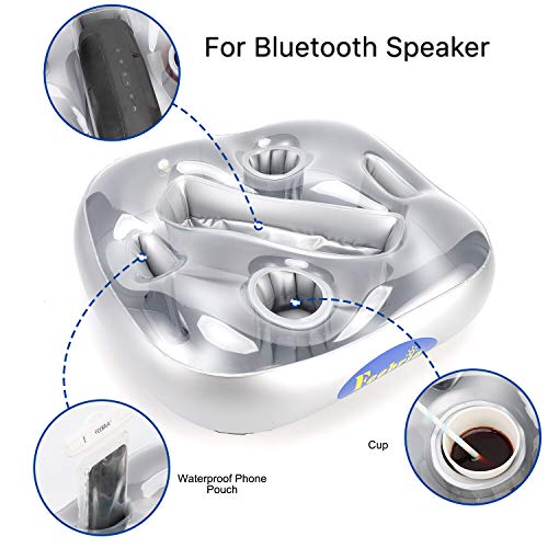 FEEBRIA Extra-Large Inflatable Pool Drink Holder - Stable, Anti-Tip Floating Tray for Hot Tub, Beach, Party