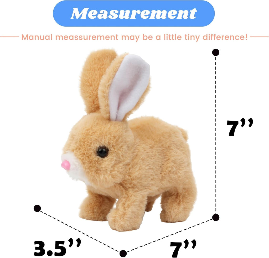 Feknnedm Hopping Bunny Toy – Interactive Easter Plush with Sounds, Jumping, and Twitching Ears (Brown+White)