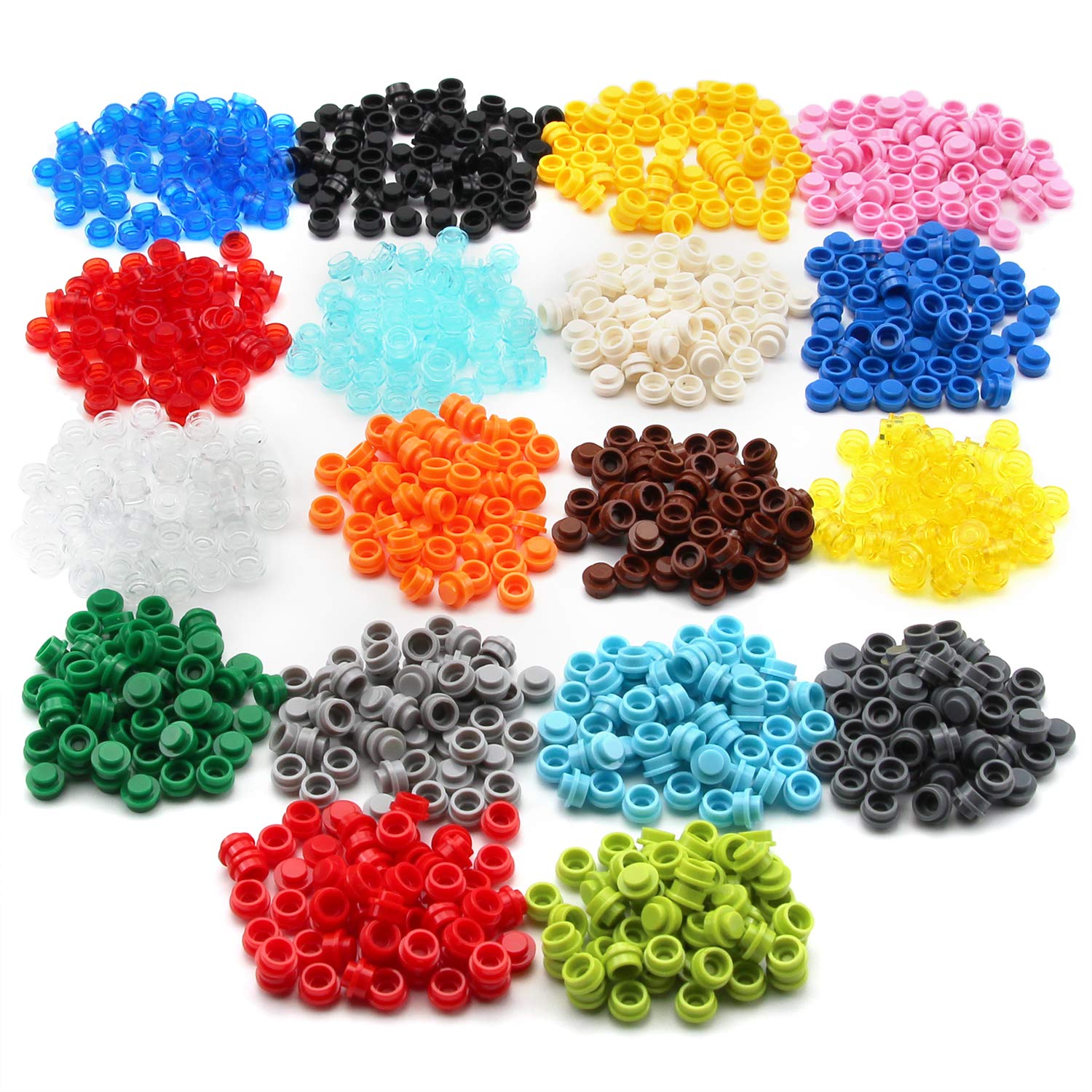 Feleph 1000-Piece Multicolored 1x1 Round Plates Building Blocks for Pixel Art and MOC Projects