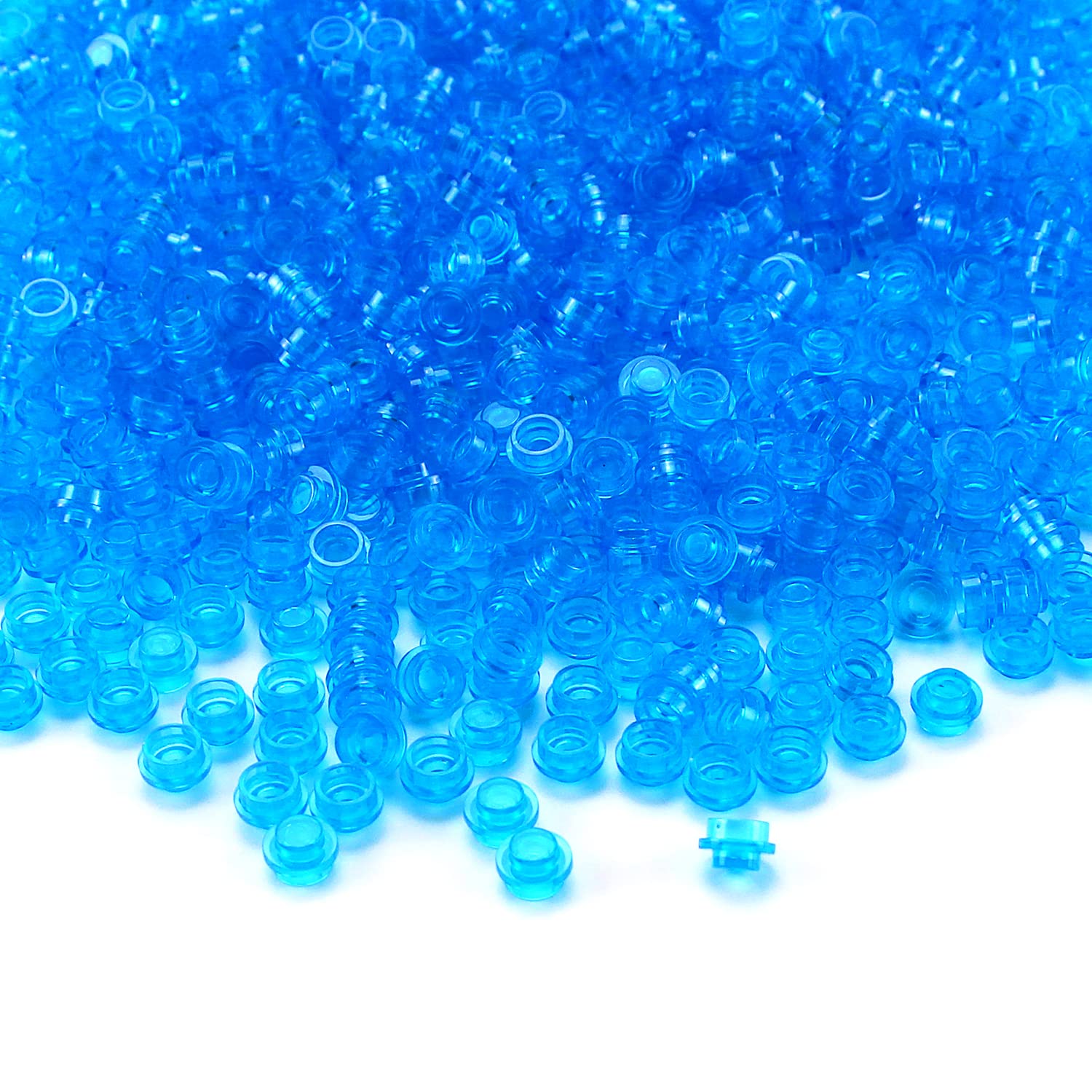 Feleph 1000Pcs 1x1 Round Plates Transparent Blue Building Blocks for MOC Pixel Art, Compatible with Major Brands