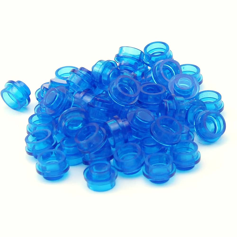 Feleph 1000Pcs 1x1 Round Plates Transparent Blue Building Blocks for MOC Pixel Art, Compatible with Major Brands