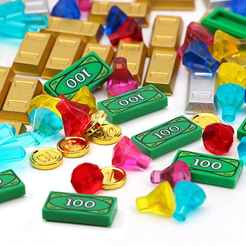 Feleph 174-Piece Pirate Treasure Chest Building Blocks Set, Gold Bars Coins Gems for Kids Ages 4+