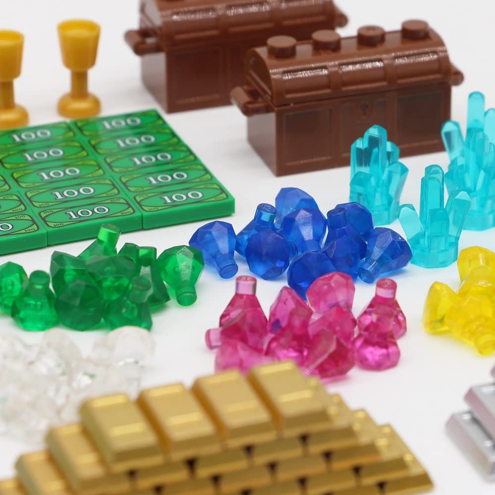 Feleph 174-Piece Pirate Treasure Chest Building Blocks Set, Gold Bars Coins Gems for Kids Ages 4+