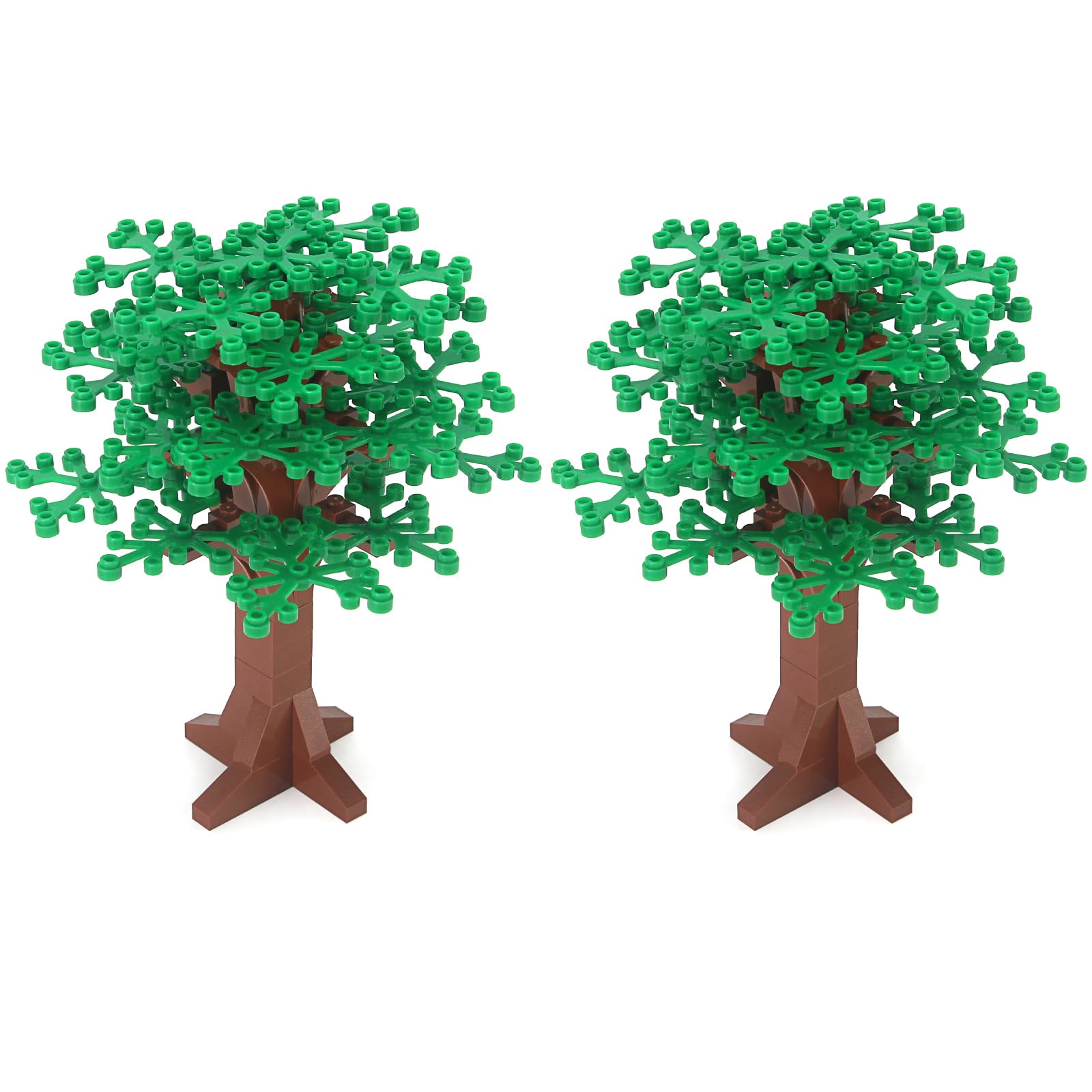 Feleph Large Trees Building Block Set - 2 Pack, 6.7 Inch Green Brick Compatible, Botanical Forest Accessory