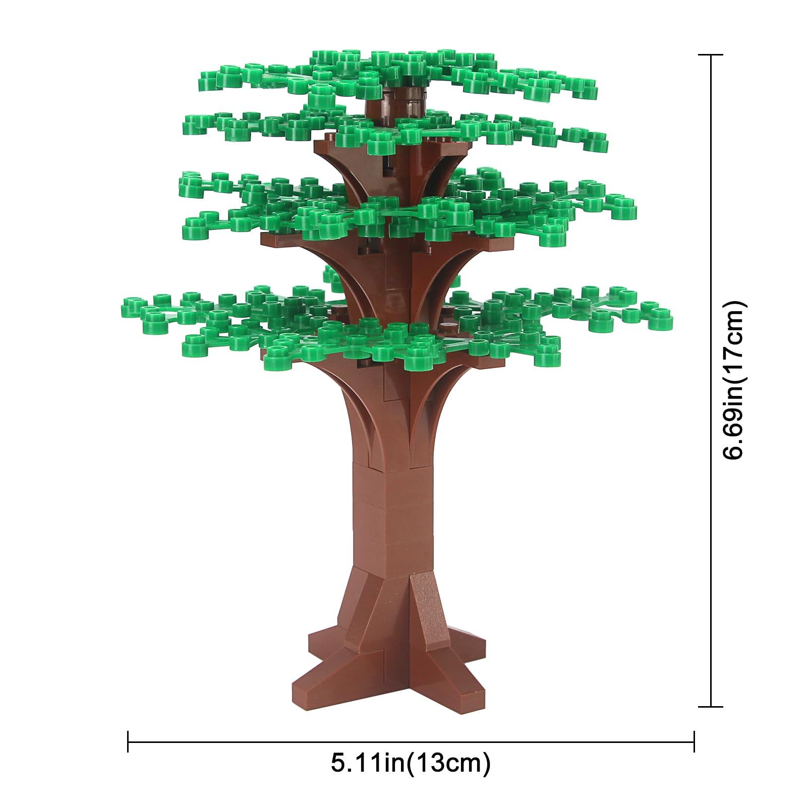 Feleph Large Trees Building Block Set - 2 Pack, 6.7 Inch Green Brick Compatible, Botanical Forest Accessory