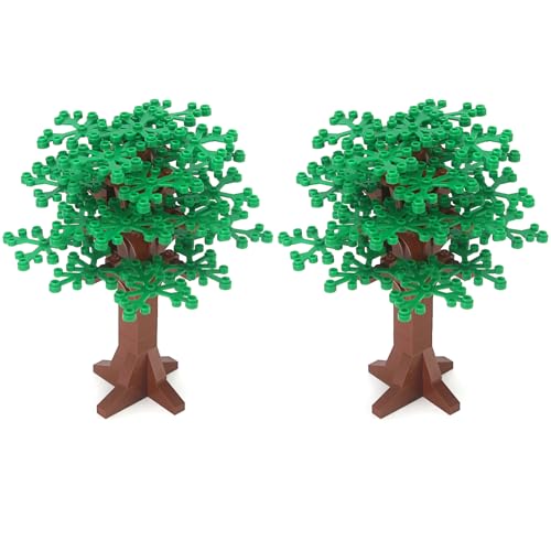 Feleph Large Trees Building Block Set - 2 Pack, 6.7 Inch Green Brick Compatible, Botanical Forest Accessory