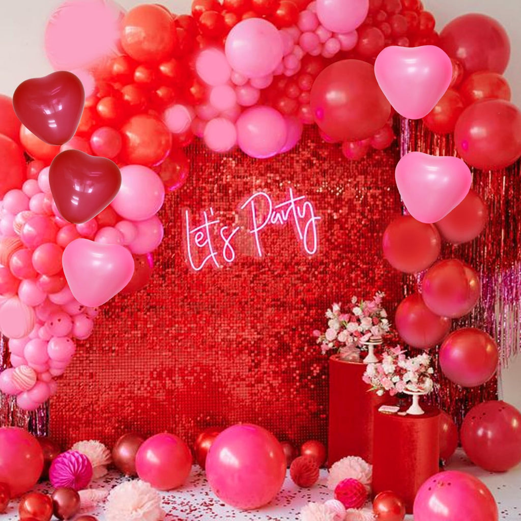 Felice Arts Pink Red Balloon Garland Arch Kit with Heart Balloons for Mother's Day, Valentine's Day, Wedding and Proposal Decorations
