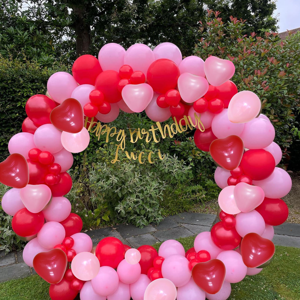 Felice Arts Pink Red Balloon Garland Arch Kit with Heart Balloons for Mother's Day, Valentine's Day, Wedding and Proposal Decorations