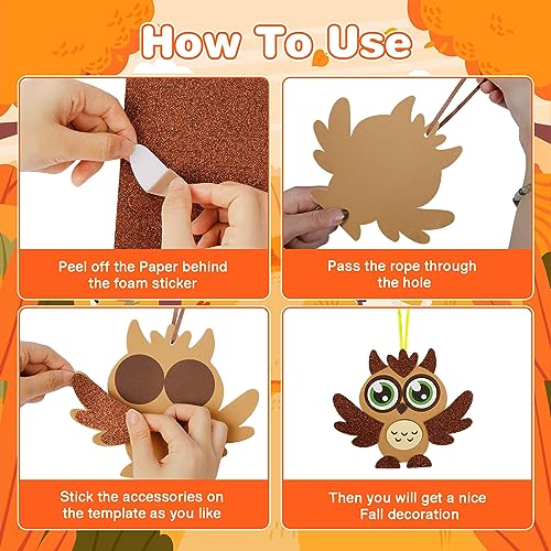 Fennoral 12 Pack Fall Craft Kit for Kids - DIY Foam Animal Stickers, No Glue Needed