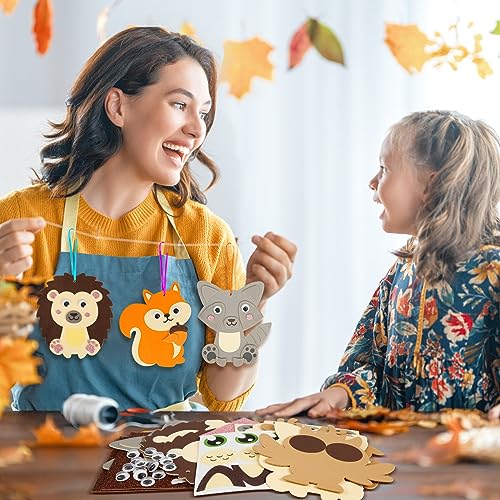 Fennoral 12 Pack Fall Craft Kit for Kids - DIY Foam Animal Stickers, No Glue Needed
