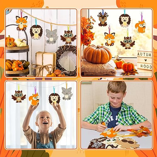 Fennoral 12 Pack Fall Craft Kit for Kids - DIY Foam Animal Stickers, No Glue Needed