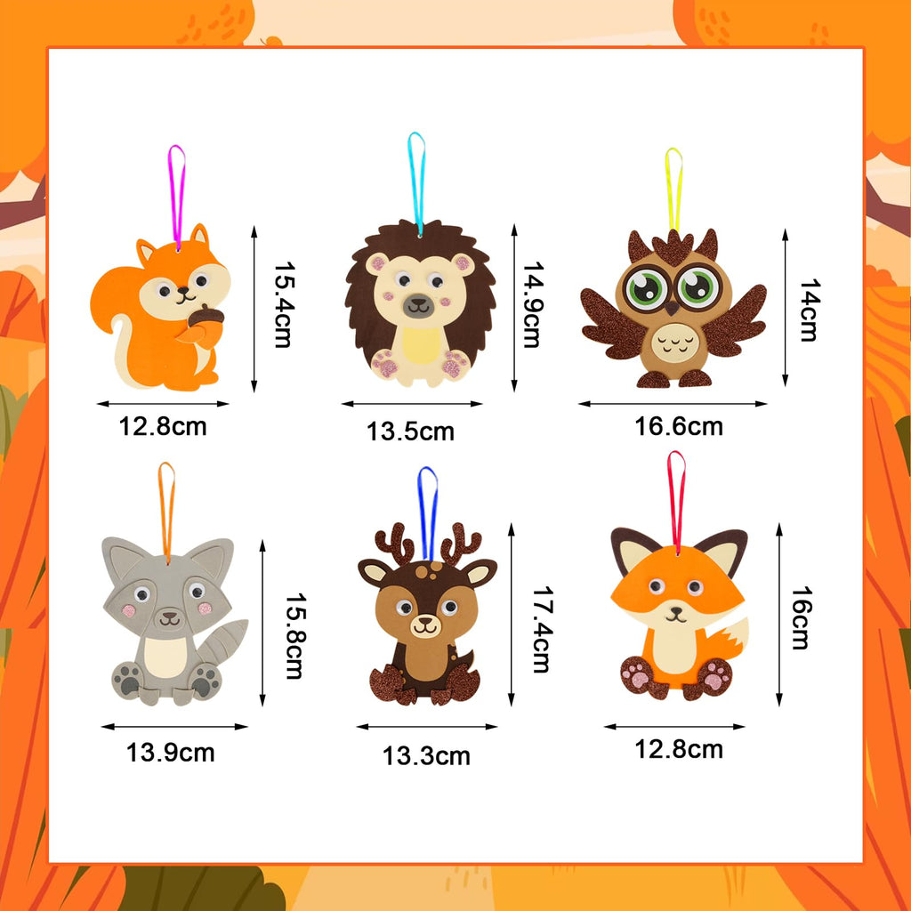 Fennoral 12 Pack Fall Craft Kit for Kids - DIY Foam Animal Stickers, No Glue Needed