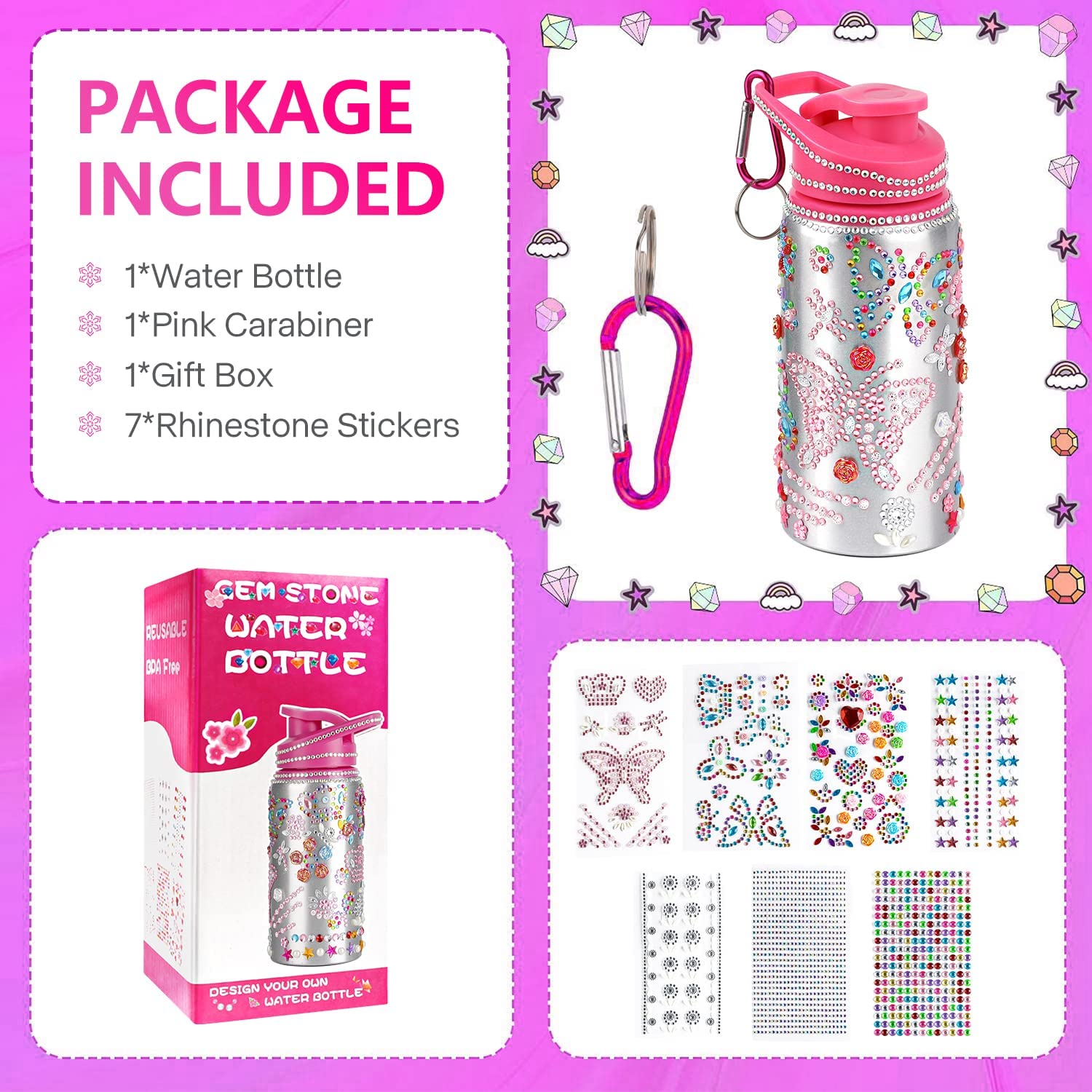 Fenreen Decorate Your Own Water Bottle Kit for Girls – DIY Arts and Crafts Gift