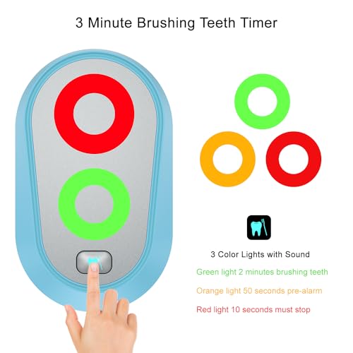 Ferriswheel Blue Toothbrush Timer for Kids – 2-3 Minute Traffic Light Timer, Magnetic Waterproof