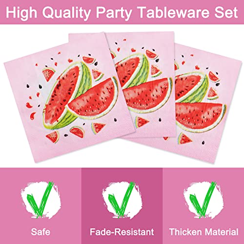 Fesciory 96-Piece Watermelon Birthday Party Supplies - Disposable Tableware Set for 24 Guests