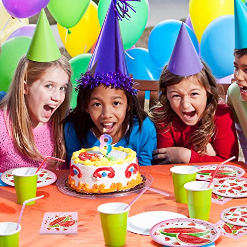 Fesciory 96-Piece Watermelon Birthday Party Supplies - Disposable Tableware Set for 24 Guests