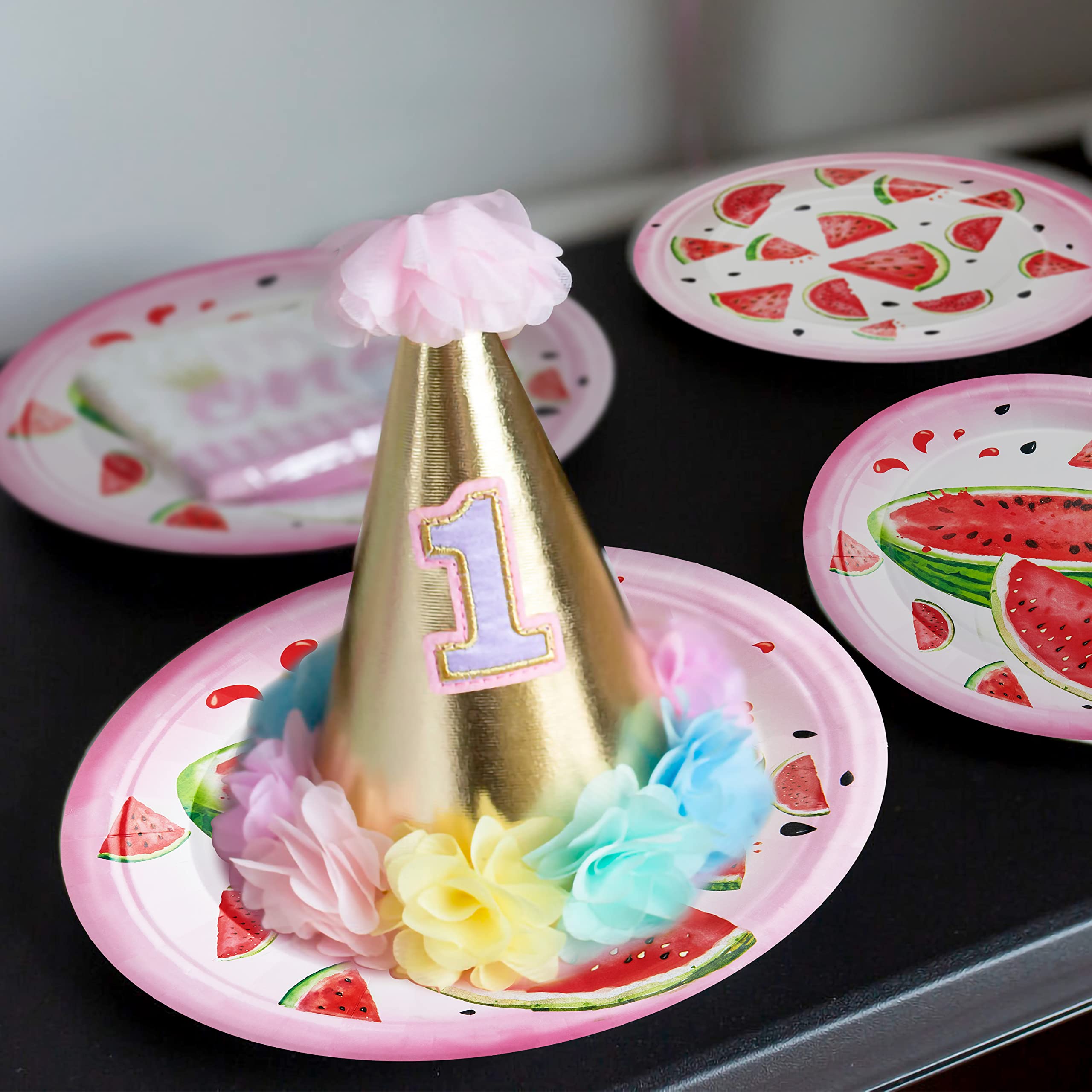 Fesciory 96-Piece Watermelon Birthday Party Supplies - Disposable Tableware Set for 24 Guests