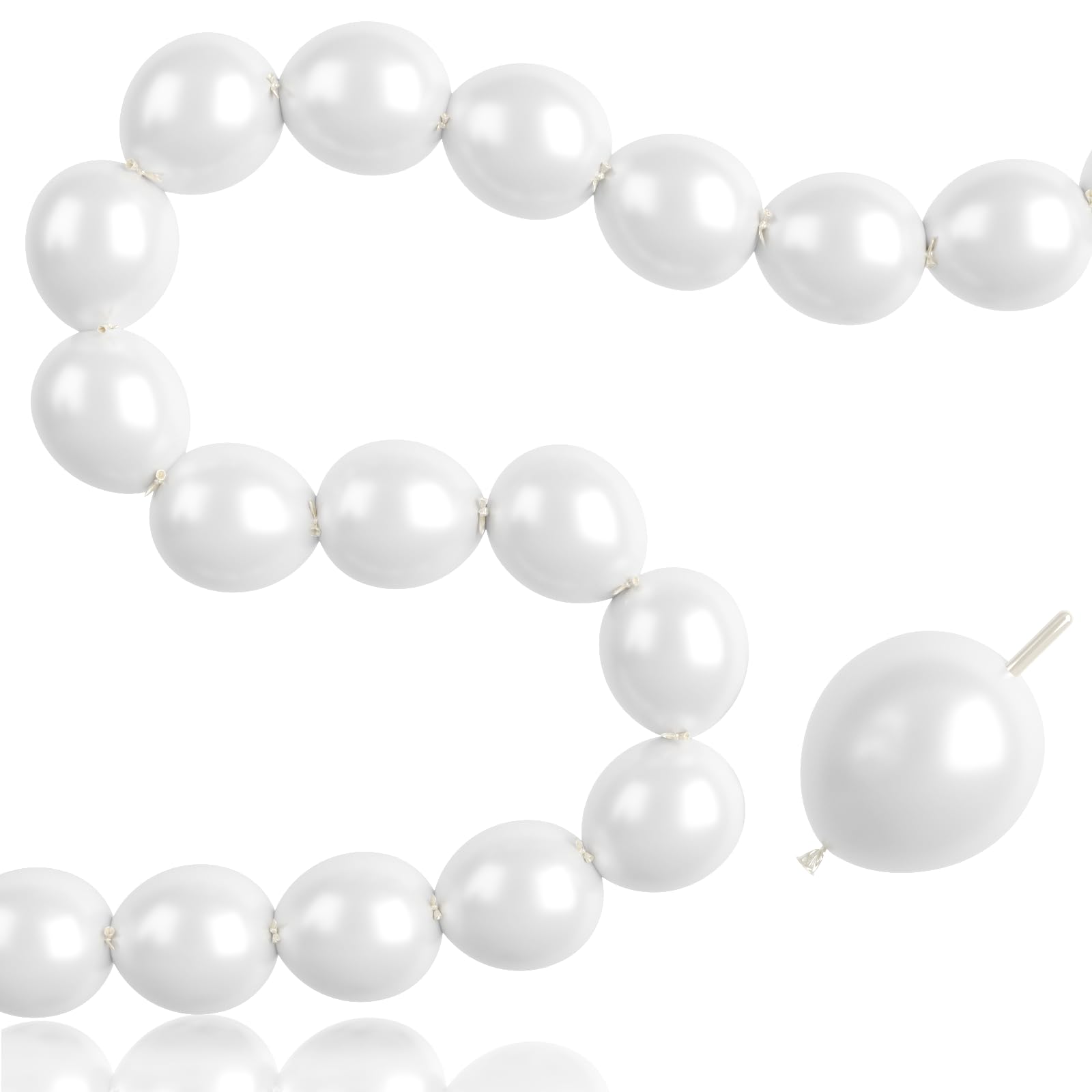 FEYG 100-Pack Pearl White Linking Balloons – 6 Inch Quick Connect Tails for Party Arch Decor