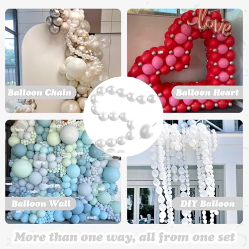 FEYG 100-Pack Pearl White Linking Balloons – 6 Inch Quick Connect Tails for Party Arch Decor