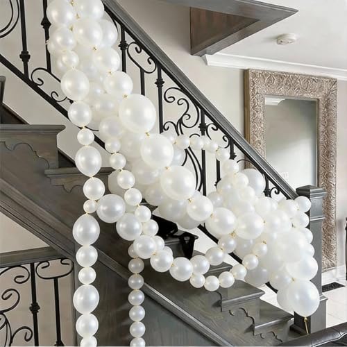 FEYG 100-Pack Pearl White Linking Balloons – 6 Inch Quick Connect Tails for Party Arch Decor