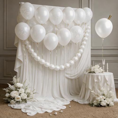 FEYG 100-Pack Pearl White Linking Balloons – 6 Inch Quick Connect Tails for Party Arch Decor