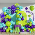 FEYG 126-Piece Green Purple Teal Balloon Arch Kit with Confetti and Star Foil Balloons for Birthday Baby Shower Wedding Decor