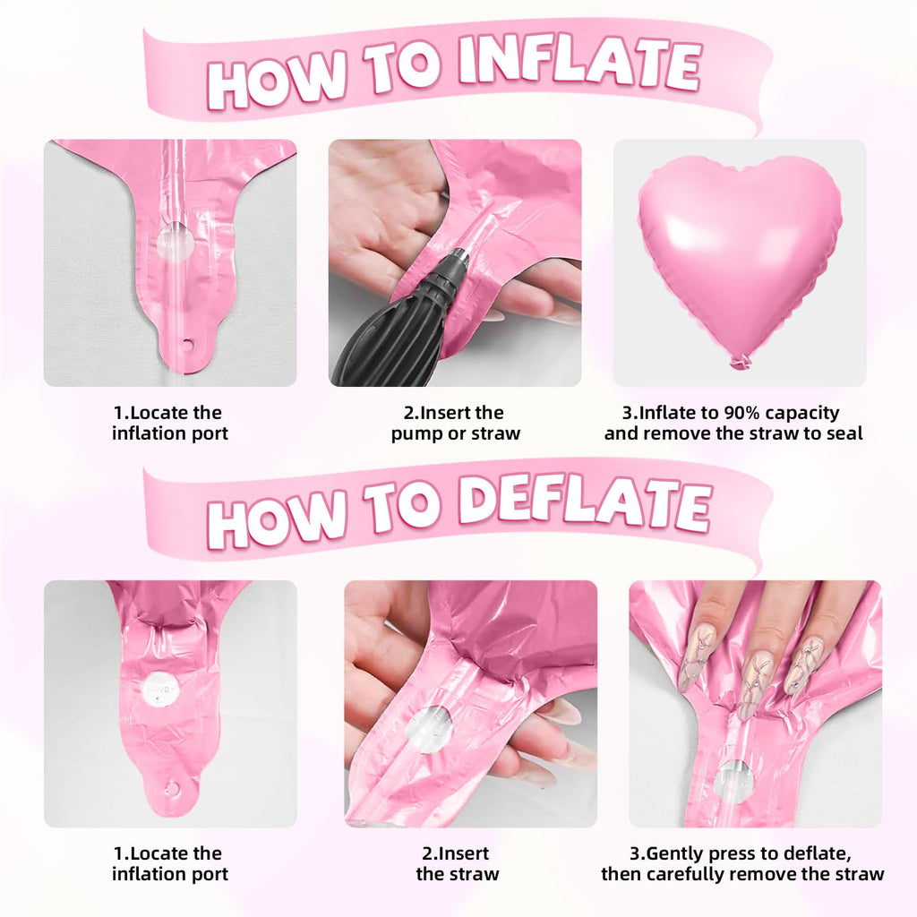 FEYG 15 Pack 18-Inch Red Pink Heart Foil Balloons for Valentine’s Day and Party Decor