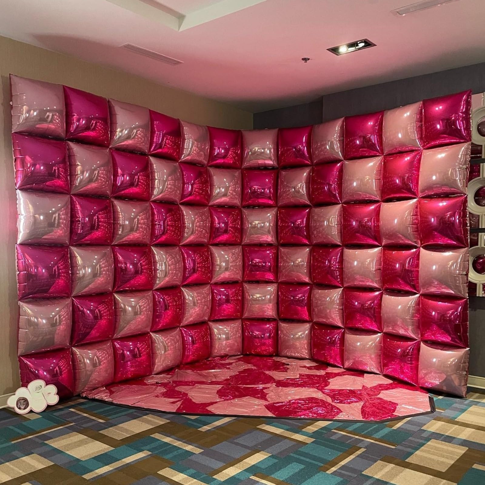 FEYG 25-Pack 19-Inch Double Sided Hot Pink & Rose Gold Square Foil Balloon Wall Kit – DIY Arch Tunnel Backdrop for Bachelorette Wedding Party Decor