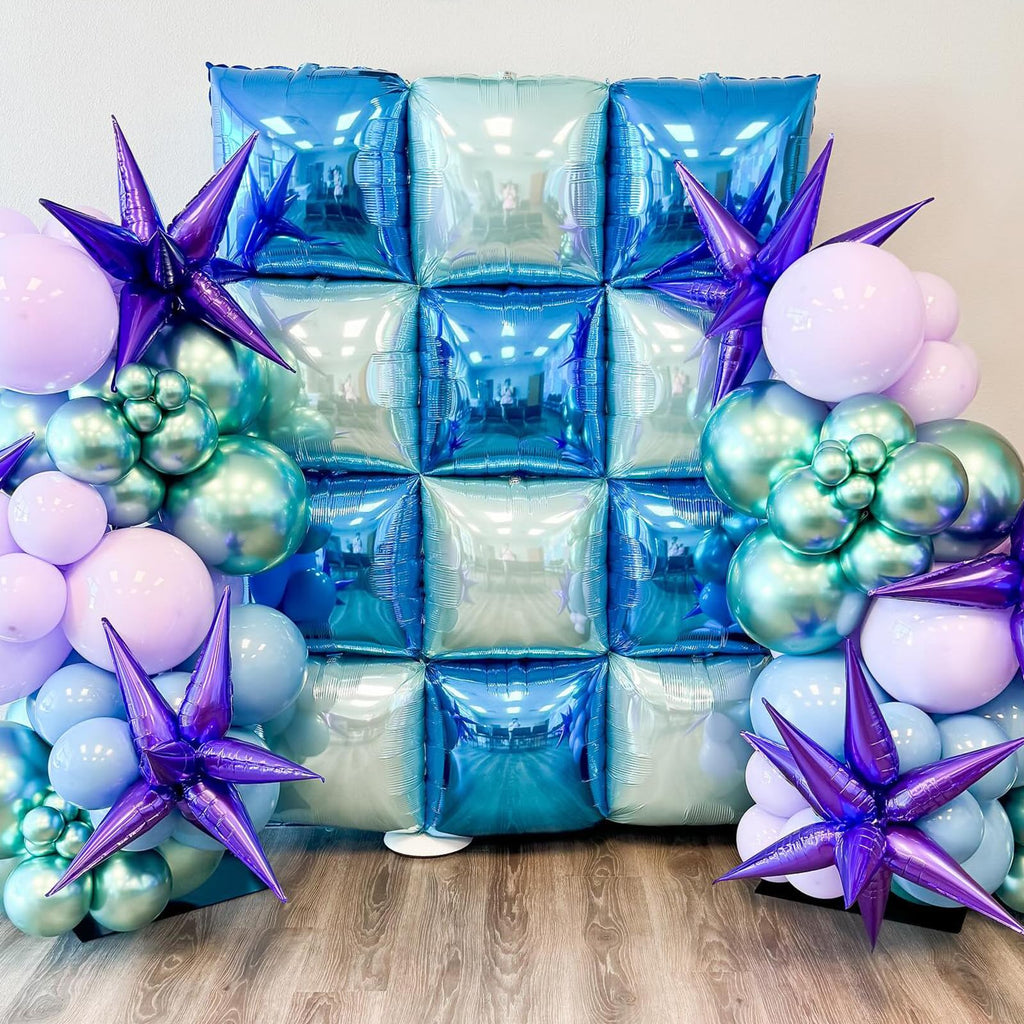 FEYG 25 Pack 19 Inch Navy Blue and Pearl Blue Double Sided Square Foil Balloons for Party Decor