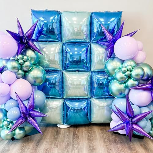 FEYG 25 Pack 19 Inch Navy Blue and Pearl Blue Double Sided Square Foil Balloons for Party Decor