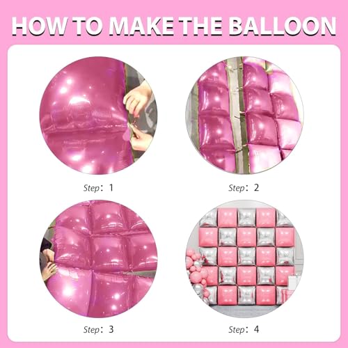 FEYG 25-Pack Pearl Pink and Silver Double-Sided Square Foil Balloons – 19 Inch Wall Arch Kit for Party Decor