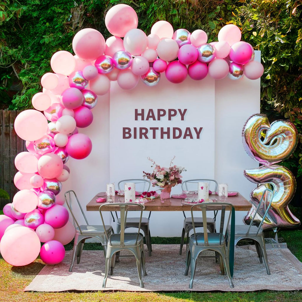 FEYG Pink and Silver Balloon Arch Kit - 120 Pastel Pink, Hot Pink, Silver & 4D Star Balloons for Princess Theme Parties, Baby Showers, Birthdays