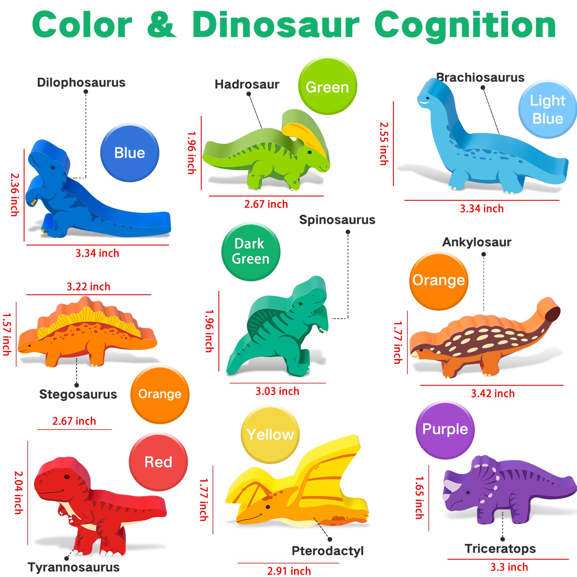 FFTROC Wooden Dinosaur Stacking Blocks – Balancing Toy for Toddlers 2-5 Years