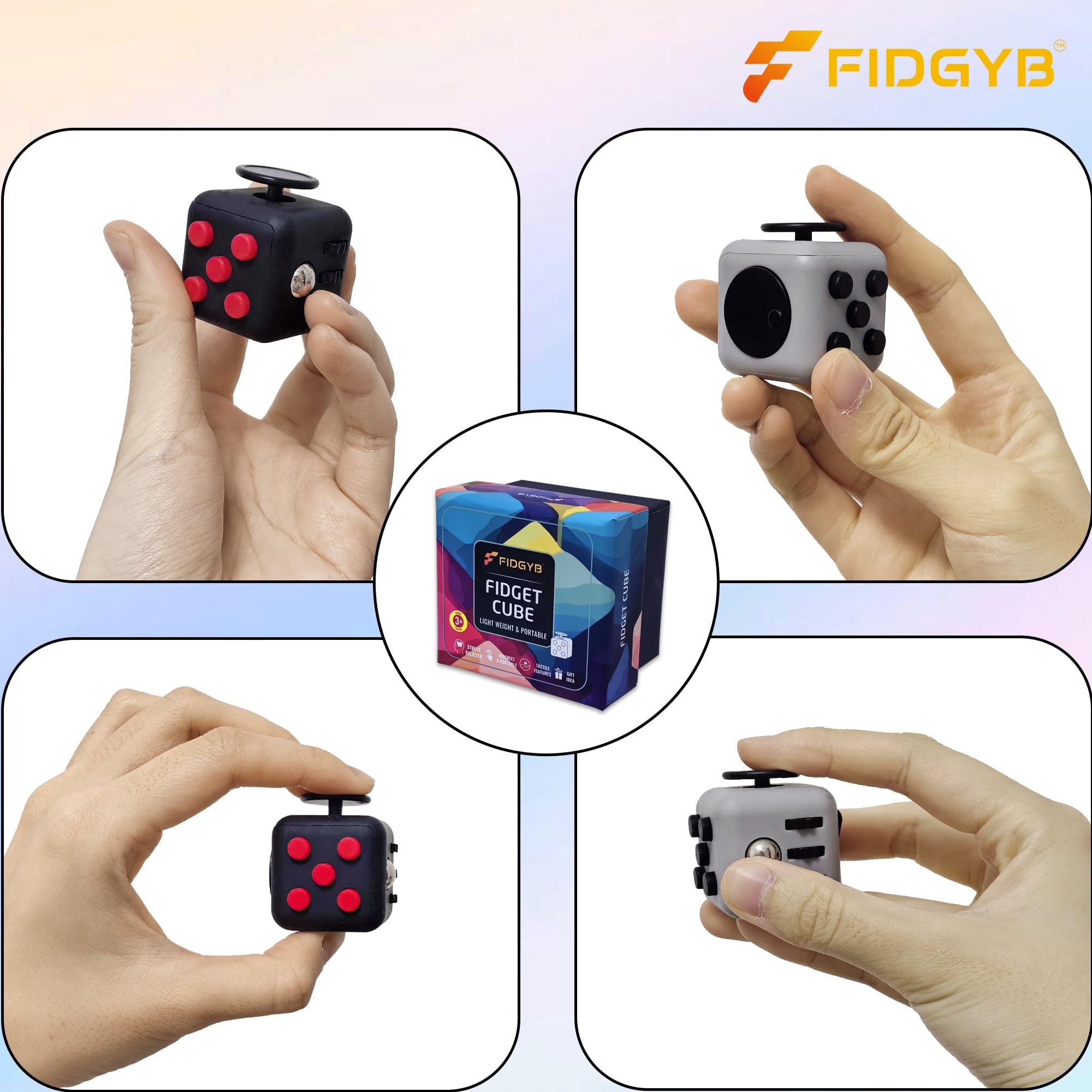 FIDGYB 2-Pack Cube Fidget Toy – Quiet Sensory Toy for Anxiety and Focus