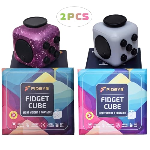 FIDGYB Cube Fidget Toy 2-Pack (Starry + LGB) – Quiet Sensory Stress Relief for Adults & Kids