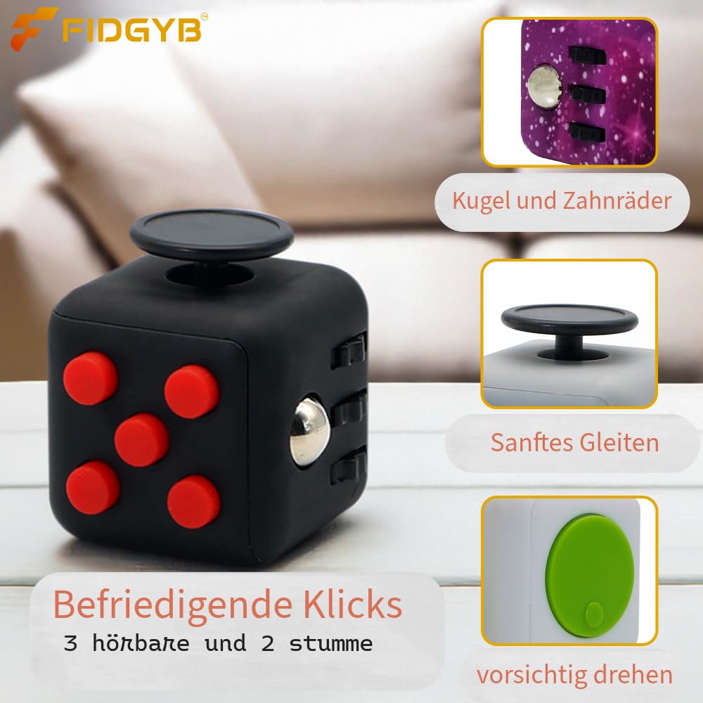 FIDGYB Cube Fidget Toy 2-Pack (Starry + LGB) – Quiet Sensory Stress Relief for Adults & Kids