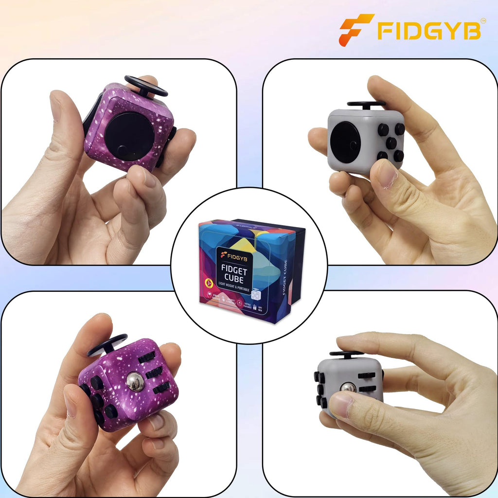 FIDGYB Cube Fidget Toy 2-Pack (Starry + LGB) – Quiet Sensory Stress Relief for Adults & Kids