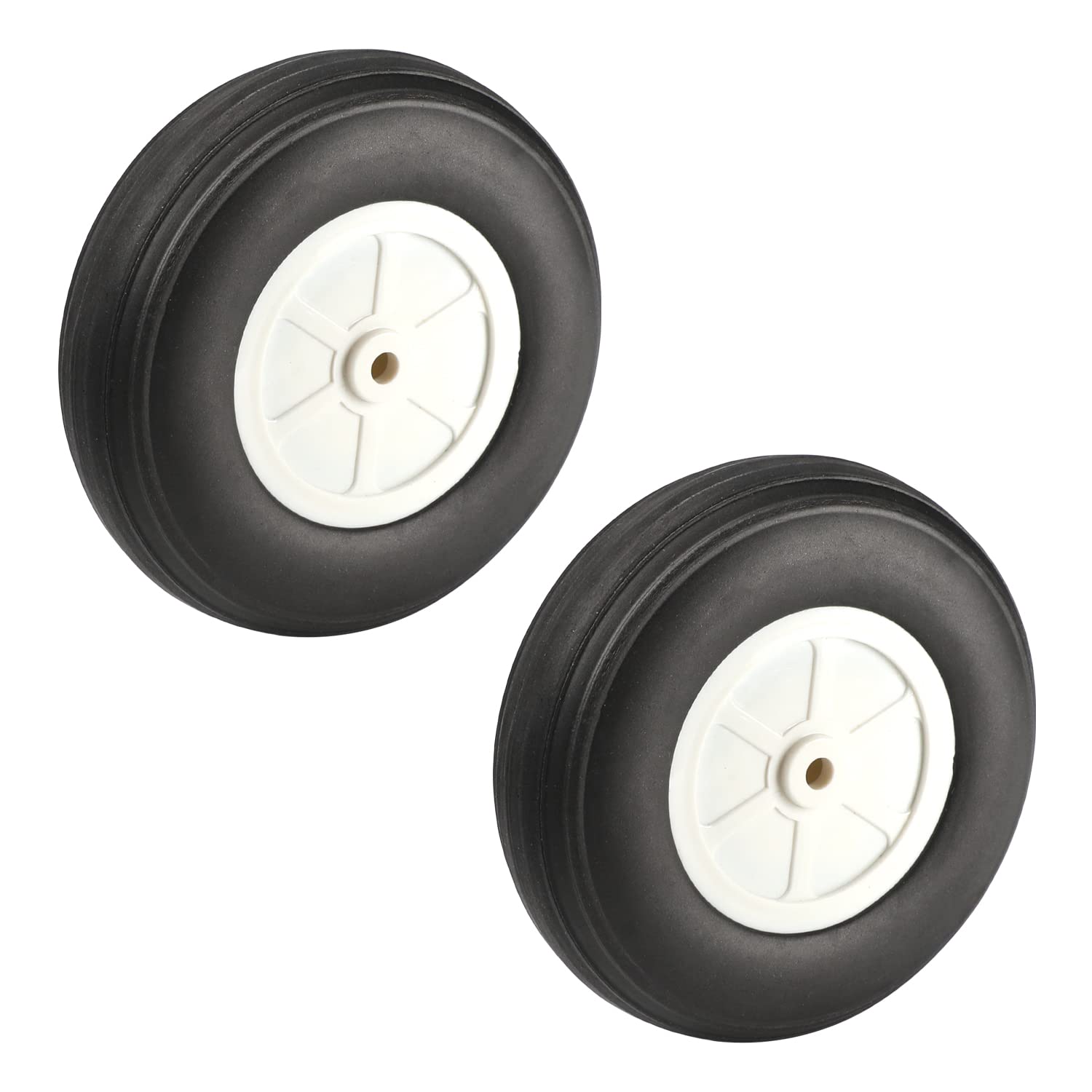 Fielect 4 Inch RC Airplane PU Sponge Tires - Lightweight Plastic Hub Wheels Set of 2
