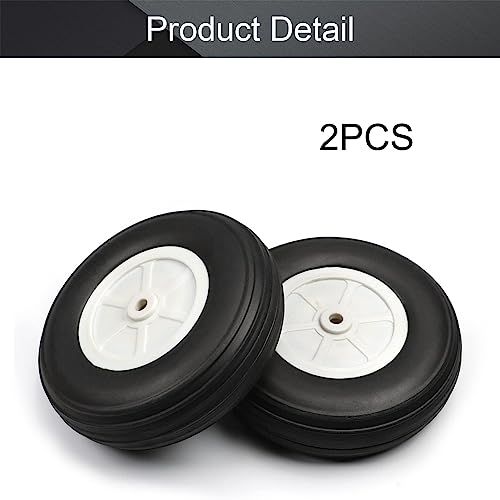 Fielect 4 Inch RC Airplane PU Sponge Tires - Lightweight Plastic Hub Wheels Set of 2