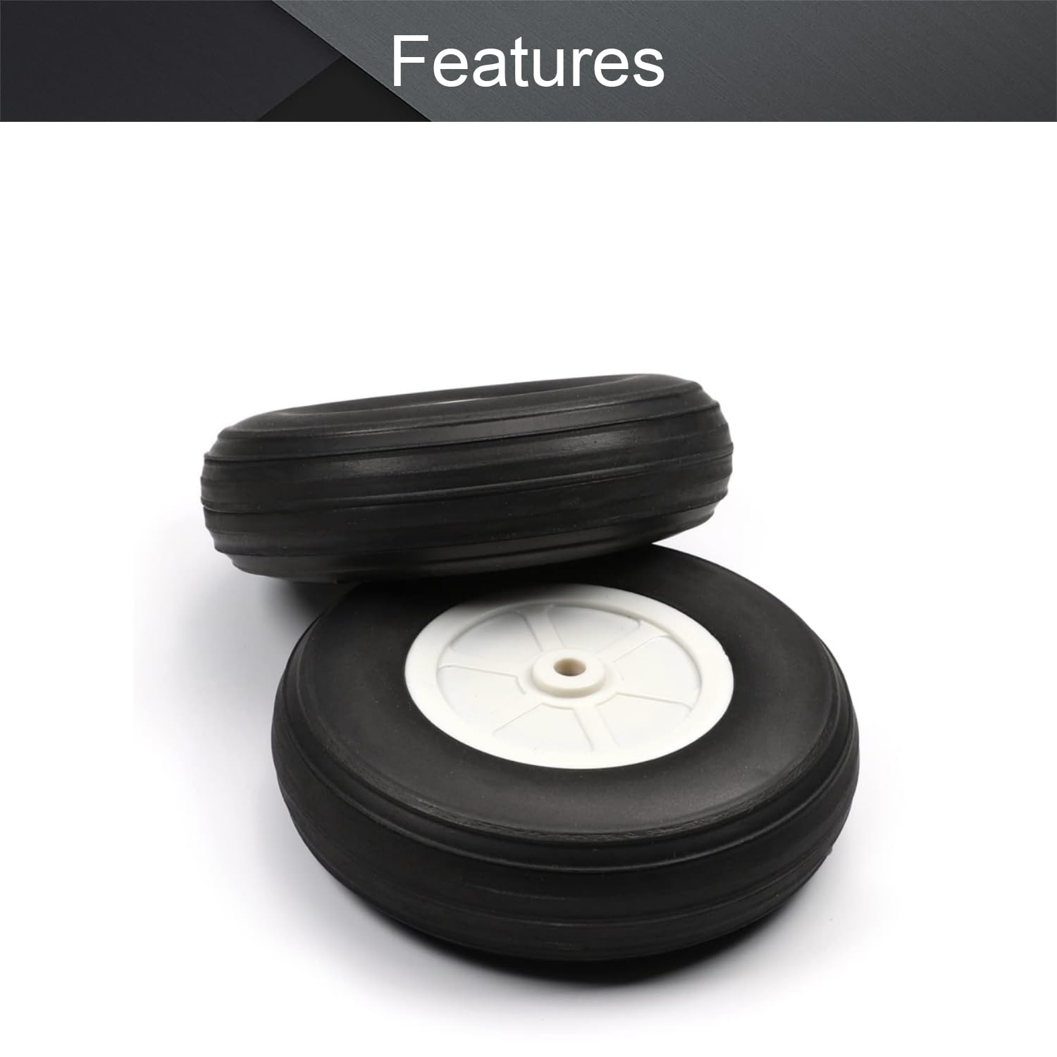 Fielect 4 Inch RC Airplane PU Sponge Tires - Lightweight Plastic Hub Wheels Set of 2