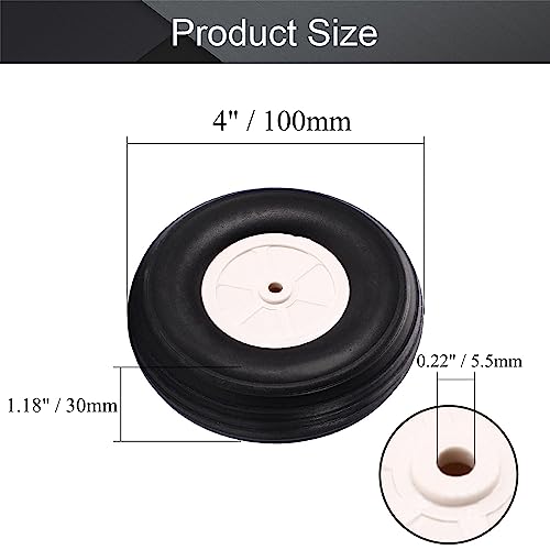 Fielect 4 Inch RC Airplane PU Sponge Tires - Lightweight Plastic Hub Wheels Set of 2