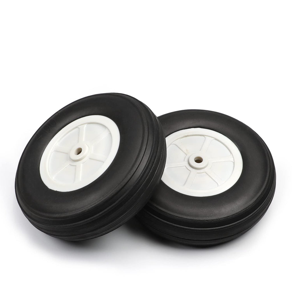 Fielect 4.5 Inch RC Model Airplane PU Sponge Tires with Plastic Hubs - 2 Pack