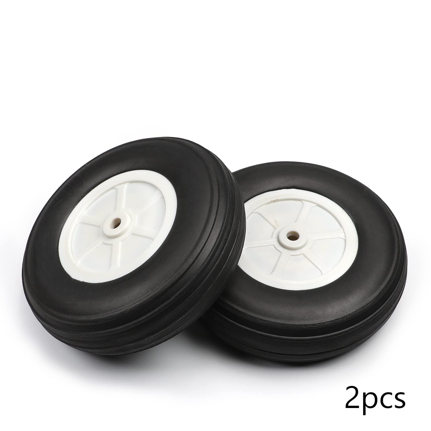 Fielect 4.5 Inch RC Model Airplane PU Sponge Tires with Plastic Hubs - 2 Pack