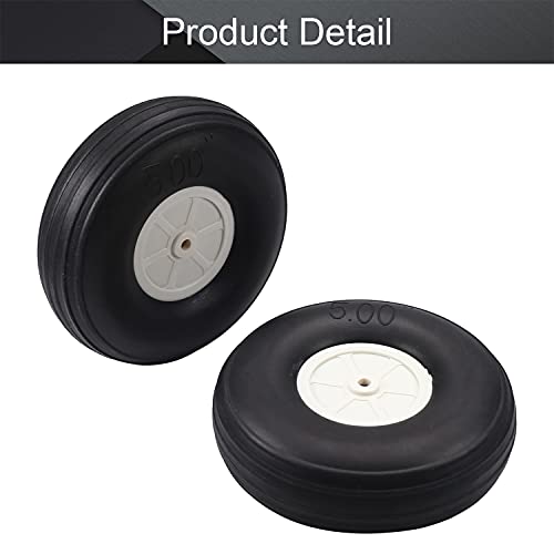 Fielect 5-Inch RC Airplane Wheels with PU Sponge Tires and Plastic Hubs, 2-Pack