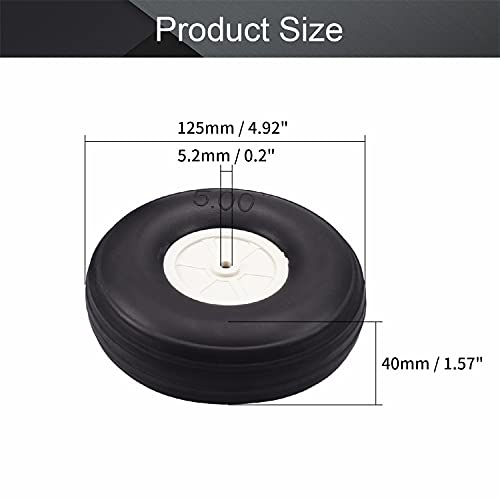 Fielect 5-Inch RC Airplane Wheels with PU Sponge Tires and Plastic Hubs, 2-Pack