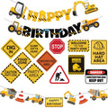 FIGEPO 14-Piece Construction Birthday Party Decoration Set – Banners, Garlands, Truck Cutouts & Traffic Signs